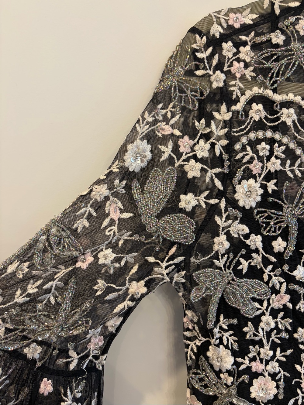 Needle & Thread Black Dress with Ivory Embroidery - Picture 3 of 9